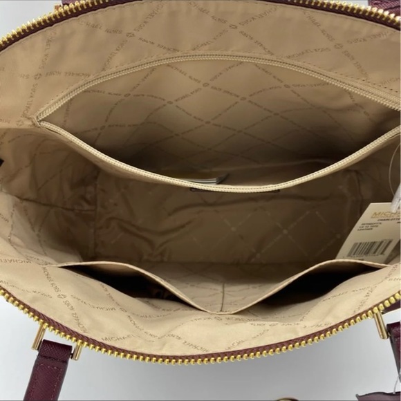 MICHAEL KORS Charlotte Large Leather Top-Zip Tote Dark Cherry NWT - Picture 13 of 16